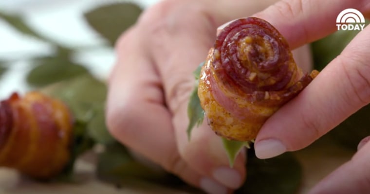 Bacon rose on plastic stem