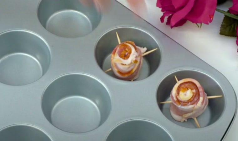 Bacon roses in muffin tin