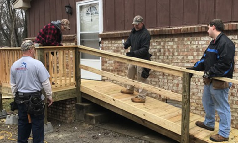 The guys worked hard to finish the ramp for Lydia!