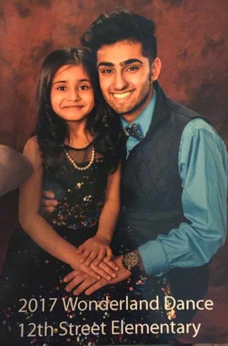 Mohammad Hasher takes his little sister to school's father-daughter dance.