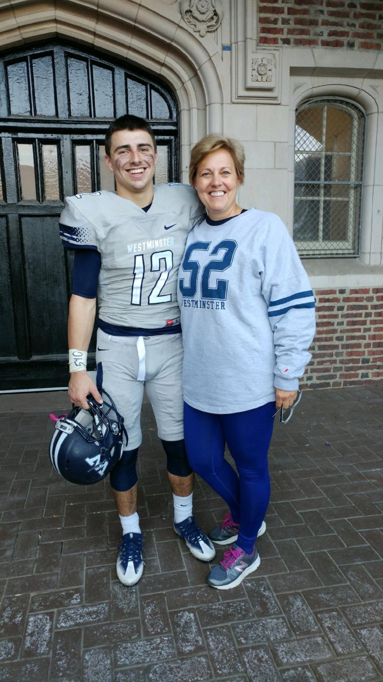 Connor Cox and his mom, Terri, who decided to prove the point to him that she is not his maid just because he had other priorities than picking up the trash in his room while he was home on break from college. 