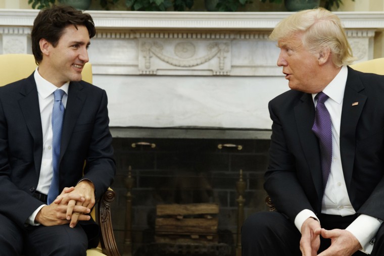 Image: Trump meets with Canadian Prime Minister Justin Trudeau in the Oval Office