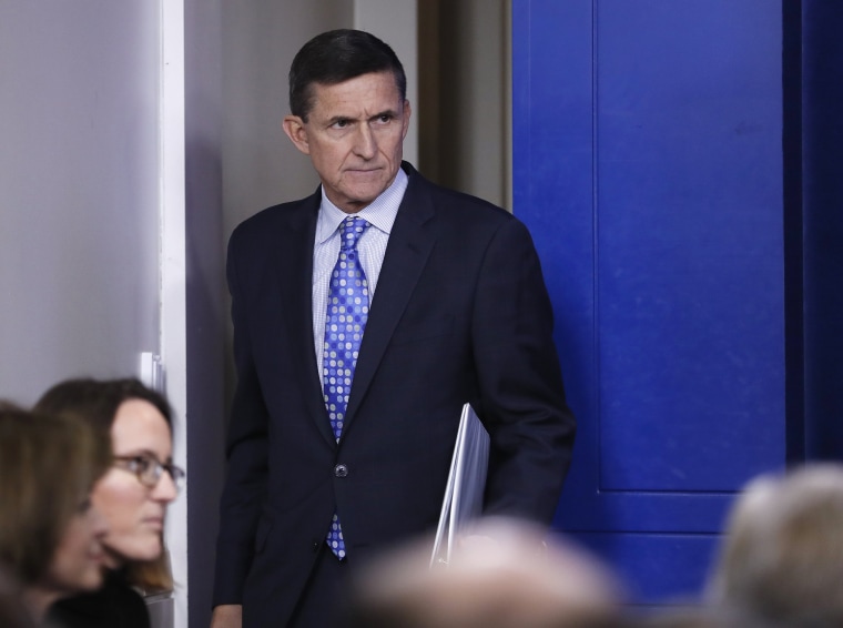 Image: Michael Flynn arrives for the daily news briefing at the White House