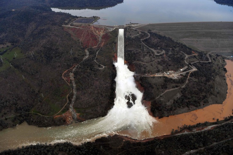 Image: The Oroville Dam spillway releases 100,000 cubic feet of water per second