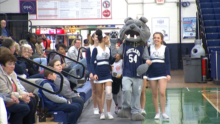Freshman Kamron King at Portland High School in Maine is the team’s first ever deaf mascot.