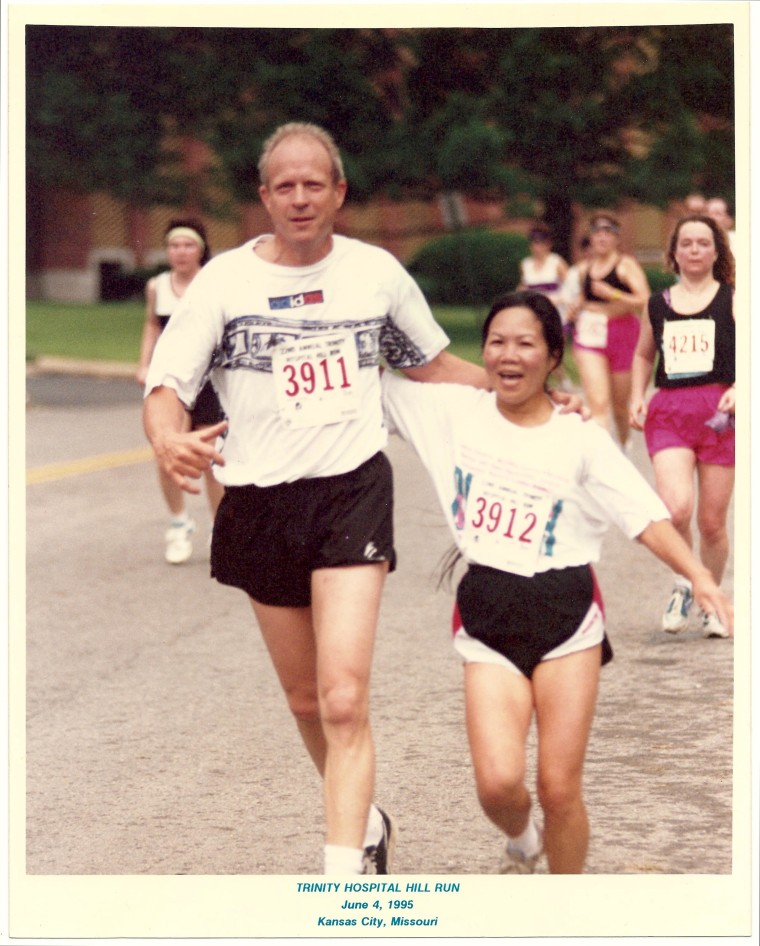Chau and Michael Smith running their first race together in Kansas City in 1995.