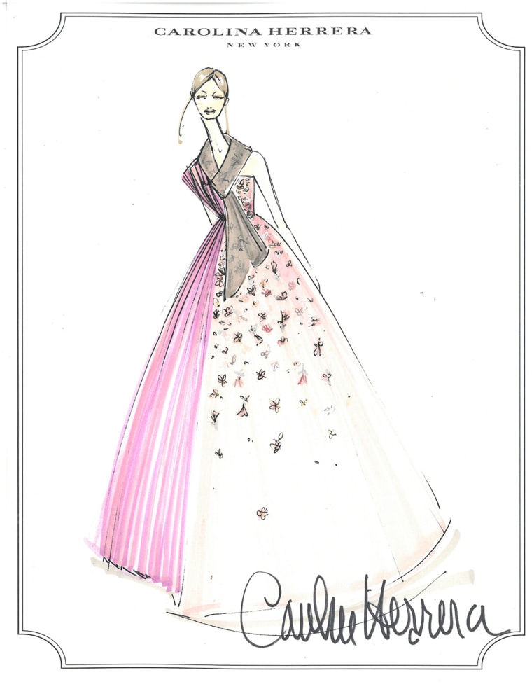 A sketch of one of Carolina Herrera's hanbok designs.