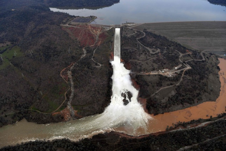 Image: The Oroville Dam spillway releases 100,000 cubic feet of water per second