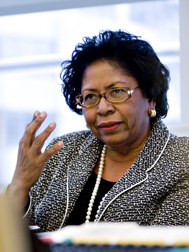 Image: Ruth Simmons, president of Brown University, speaks during an interview in New York on March 26, 2010.