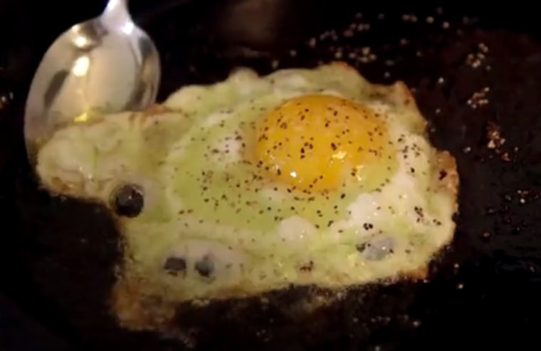 Season egg with salt and pepper