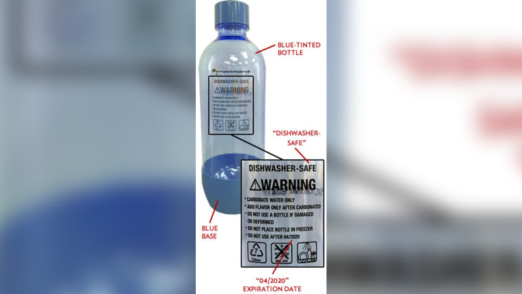 A close-up look at the information on the recalled SodaStream bottles.