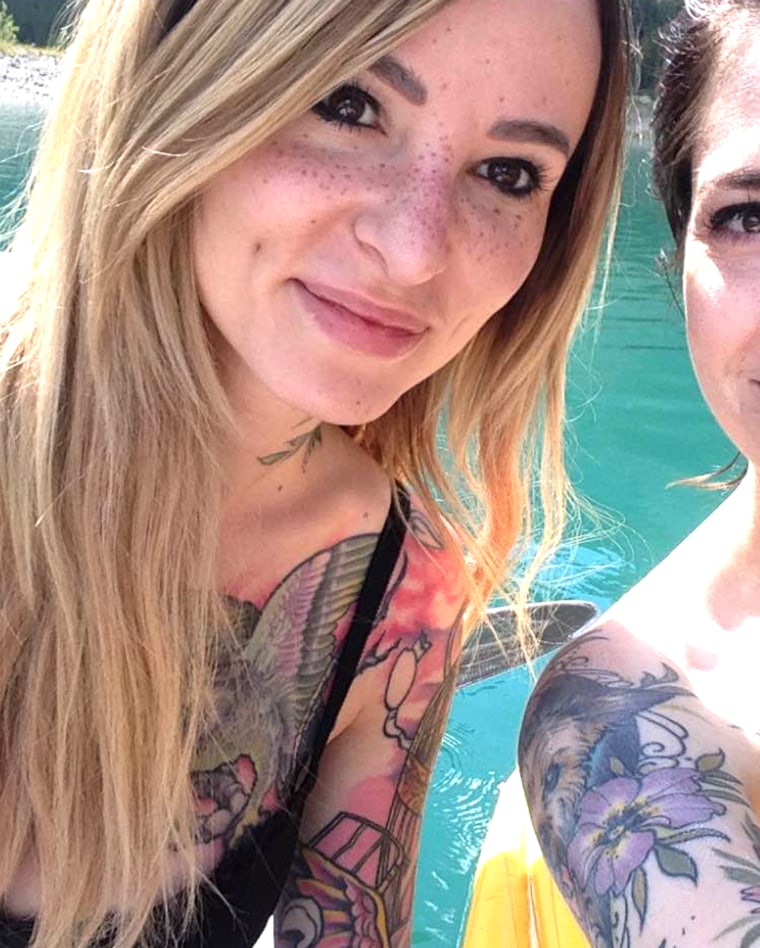 Tattoo artist Sydney Dyer shows off her freckle tattoos.