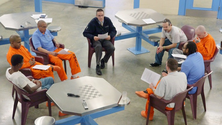 Image: Group counseling sessions on the veteran pod at the Albany County jail often tackle issues of post-traumatic stress and addiction.