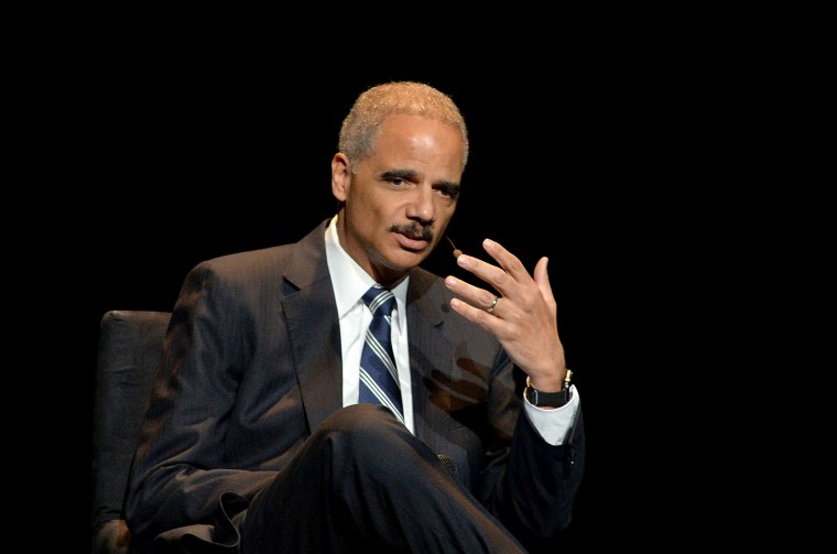 Image: Eric Holder, Former U.S. Attorney General attends the 2016 \"Tina Brown Live Media's American Justice Summit\" at Gerald W. Lynch Theatre on Jan. 29, 2016 in New York City.