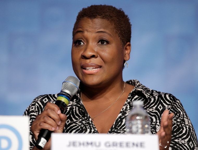 Image: Jehmu Greene of Texas, a candidate for Democratic National Committee Chairman, speaks during a DNC forum in Baltimore