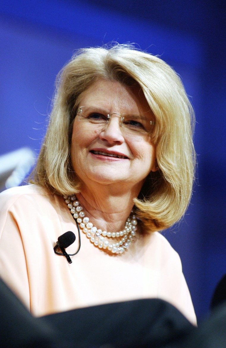 Image: Geraldine Laybourne, chairman and CEO of Oxygen Media Inc., speaks during a panel discussion at the National Cable Telecommunication Association's The National Show conference in New Orleans, Louisiana on May 4, 2004.