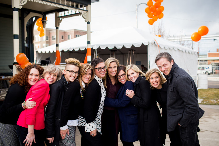 Jacob Dunford (third from left) and the Encircle LGBTQ+ Family and Youth Resource Center team at the center's grand opening in February 2017 