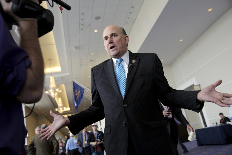 Image: Rep. Louie Gohmert (R-TX) speaks with a journalist at the 2016 Conservative Political Action Conference (CPAC) at National Harbor, Maryland, March 4, 2016.