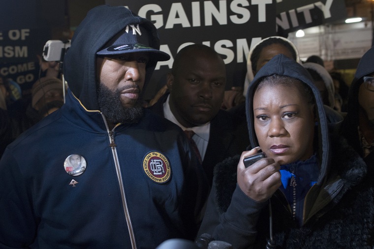 Image: Tracy Martin and Sybrina Fulton, the parents of Trayvon Martin, participate in a candlelight vigil to mark the anniversary of the shooting death of their son in New York, Feb. 26, 2013.