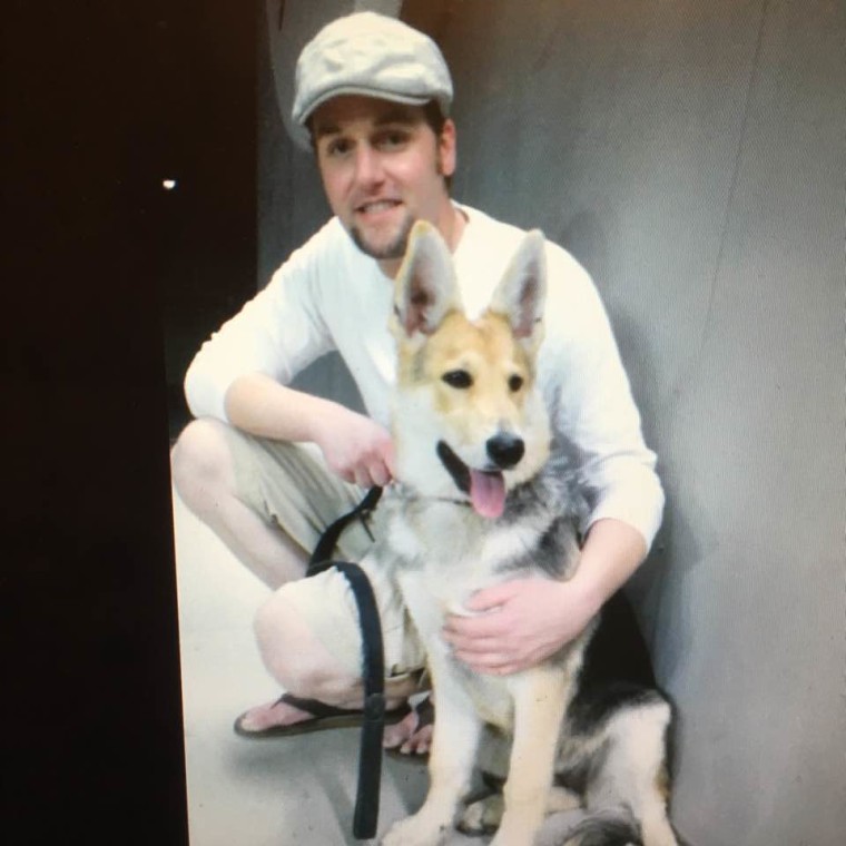 James Muldoon with Dakota the dog