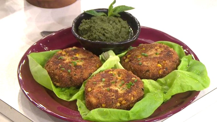 Padma Lakshmi's Spiced Crab Cakes with Mint Chutney. TODAY, March 1st, 2017.