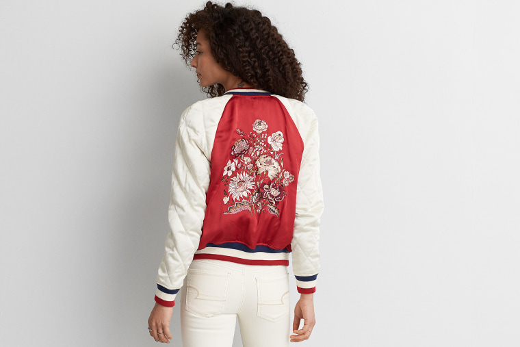 Embroidered Raglan Bomber Jacket