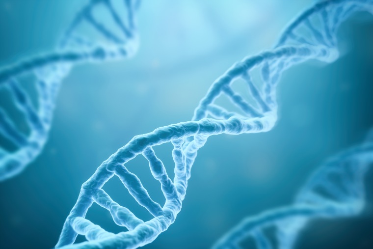 DNA Strands on blue background