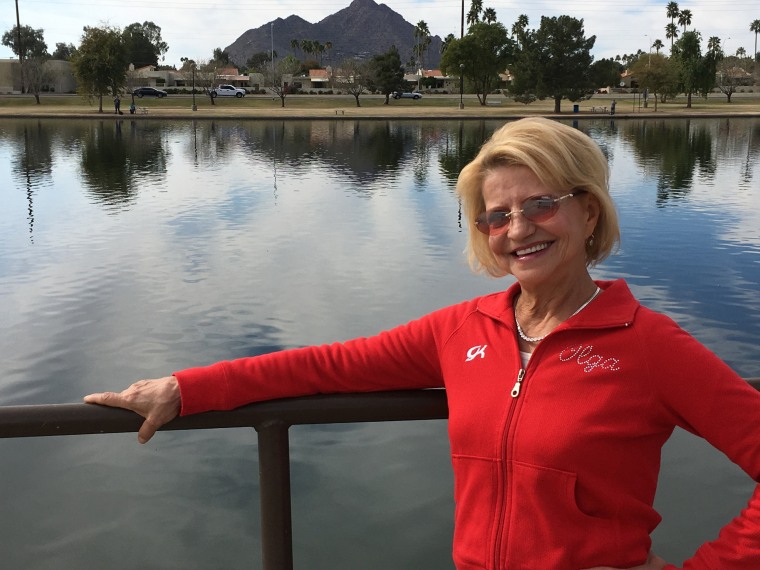 Image: Olympic gold medal gymnast Olga Korbut, of Russia, poses in in Scottsdale, Arizona on Feb. 14, 2017