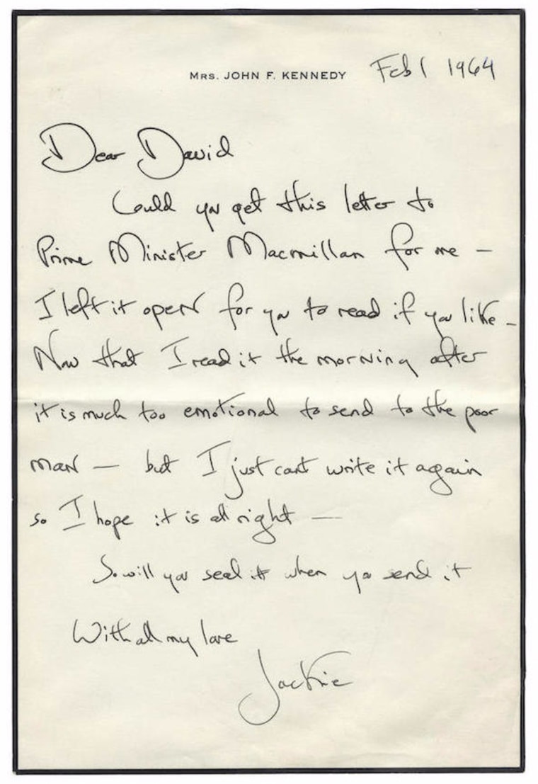 Image: Letters that Jackie O sent to David Ormsby Gore are being auctioned off after they were discovered in Wales at Gore's family home.