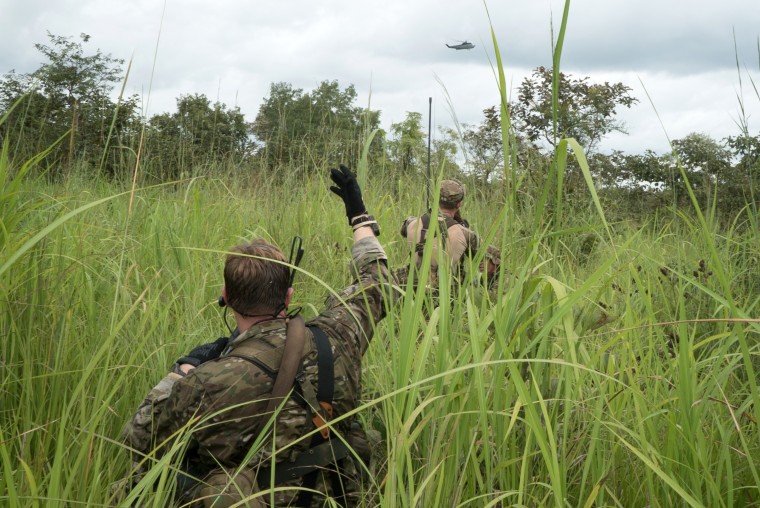 Image: Green berets prepare for extraction at the end of their patrol in central Africa