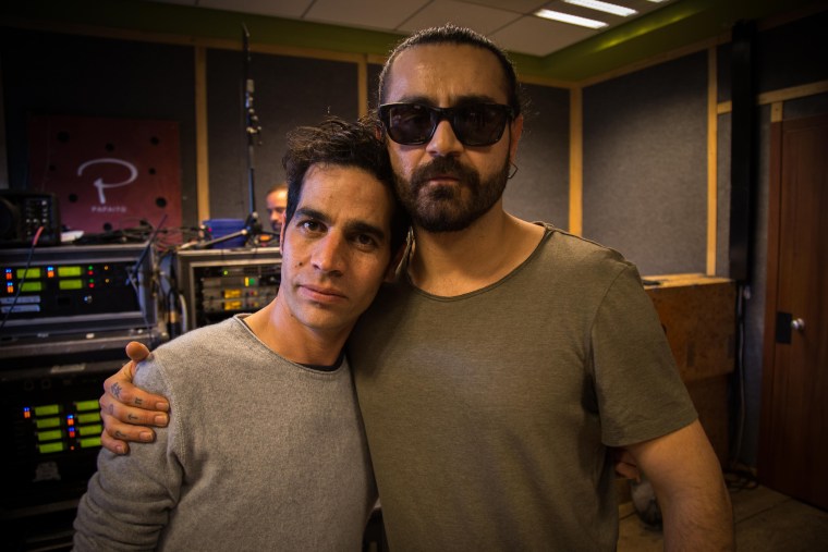 Image: Aviv Geffen and Shahin Najafi at their rehearsal session in a studio in Tel Aviv