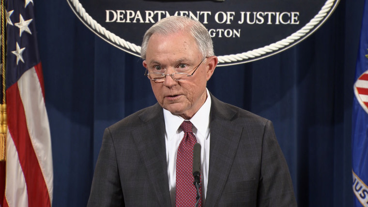 Image: Attorney General Jeff Sessions delivers a statement to the media regarding allegations he spoke with Russian officials