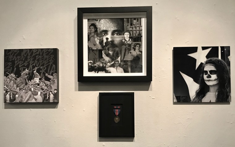Artwork from the "Citicien" exhibit, showcasing 100 Puerto Rican artists on the theme of 100 years of U.S. citizenship. 