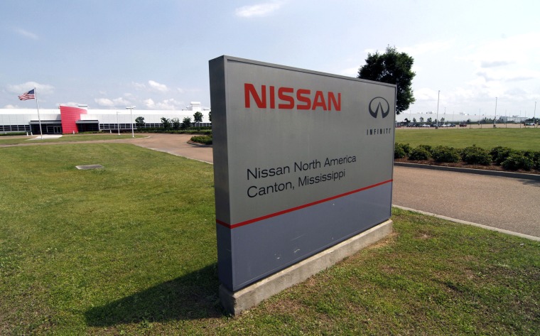 Image: This sign photographed April 20, 2011, proclaims the location of the  Nissan auto manufacturing facility in Canton, Mississippi.