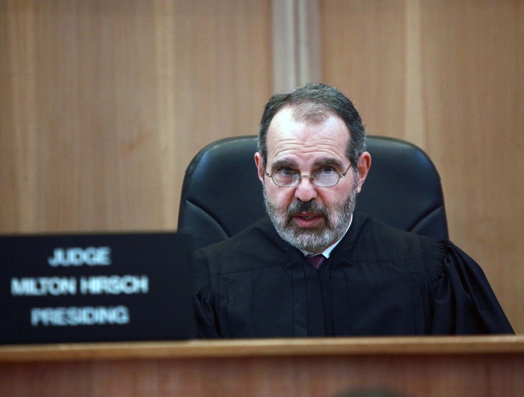 Image: Judge Milton Hirsch speaks at a hearing