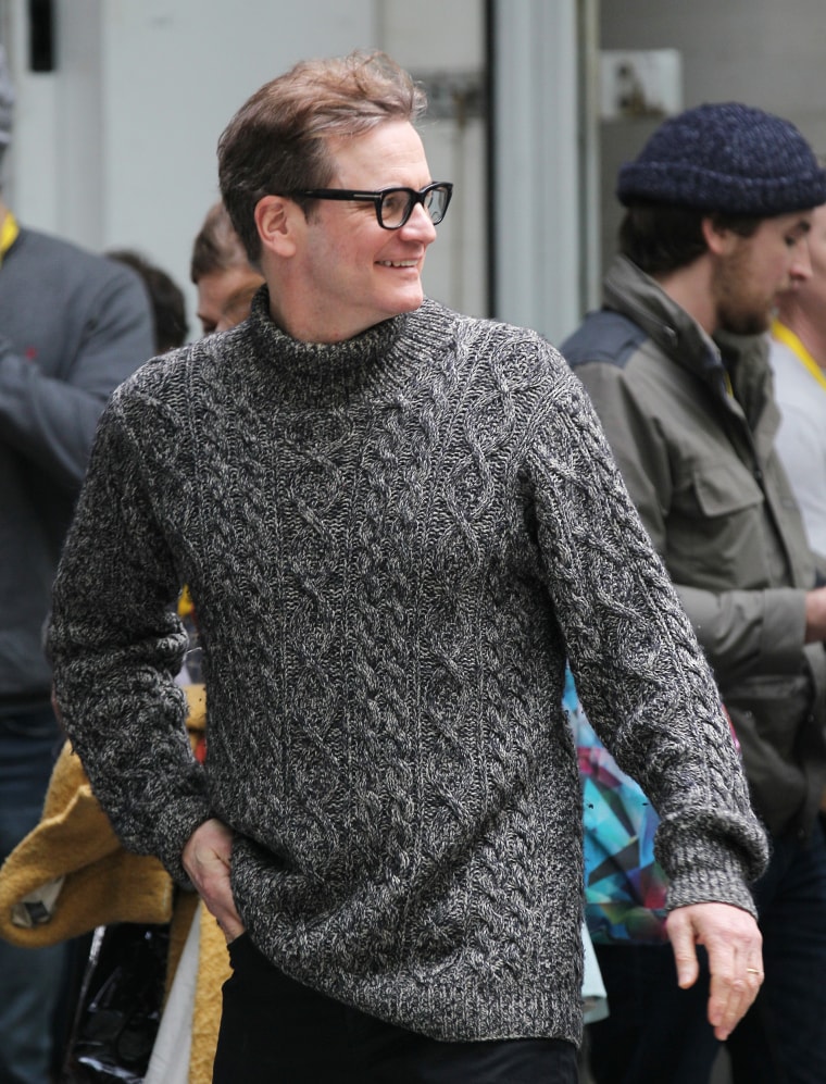 Colin Firth filming Love Actually for Comic Relief in London