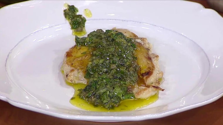 Brian Malarkey's crispy chicken breasts and pan-seared salmon with kale