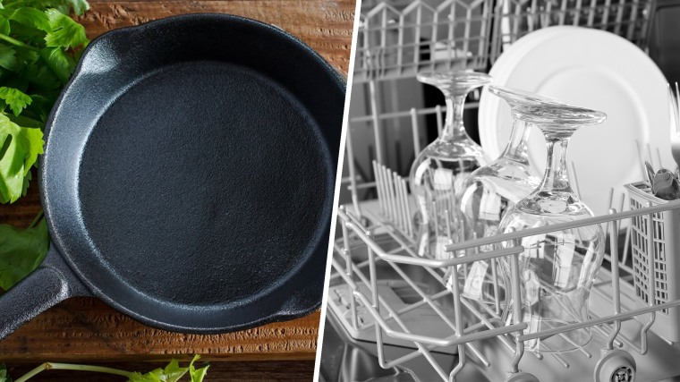 Cast iron pan and dishwashing machine