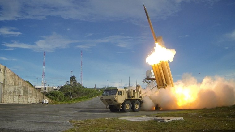 Image: THAAD interceptors and a missile tested in 2013