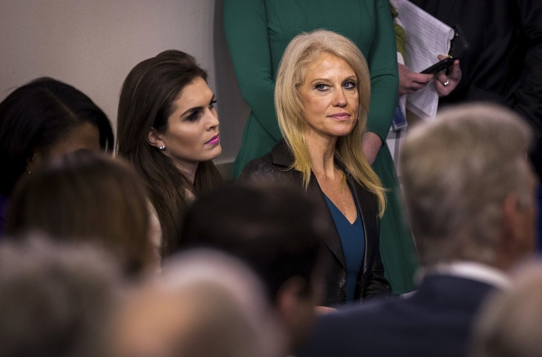 Image: Kellyanne Conway attends the White House press briefing