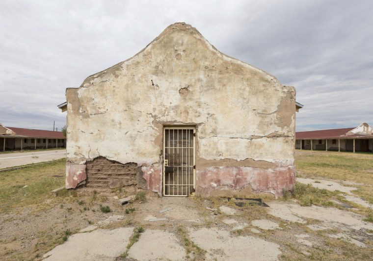 Image: A building in the historic Rio Vista Farm in Socorro, Texas.