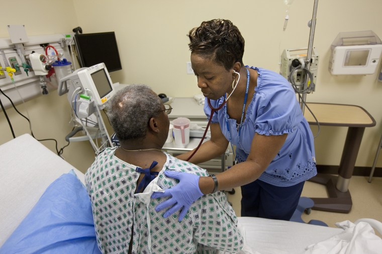 Image: A patient is monitored in an examination room inside the Clinical Decision Unit (CDU) at Kaiser Permanente's Capitol Hill Medical Center in Washington, DC.