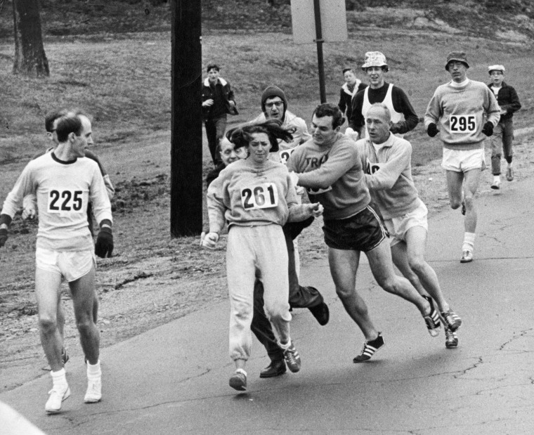 Image: Jock Semple tries to stop Kathrine Switzer from running in the Boston marathon