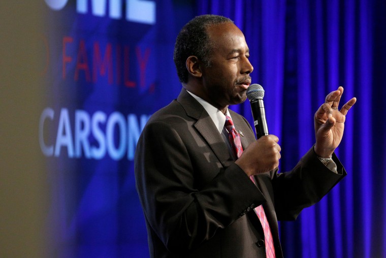 Image: Ben Carson speaks to employees of the Housing and Urban Development agency