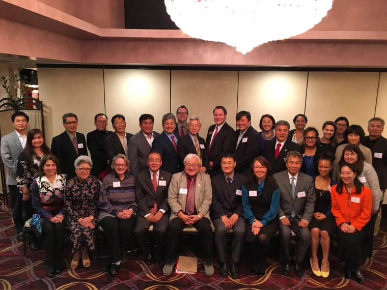 Members of the Atlanta Comfort Women Memorial Task Force with former Congressman Mike Honda following a February press conference announcing the memorial.