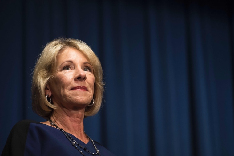 Image: DeVos delivers remarks to staff of the Education Department