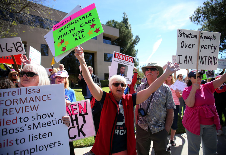 Image: Demonstration over repeal of Obamacare in Vista, California