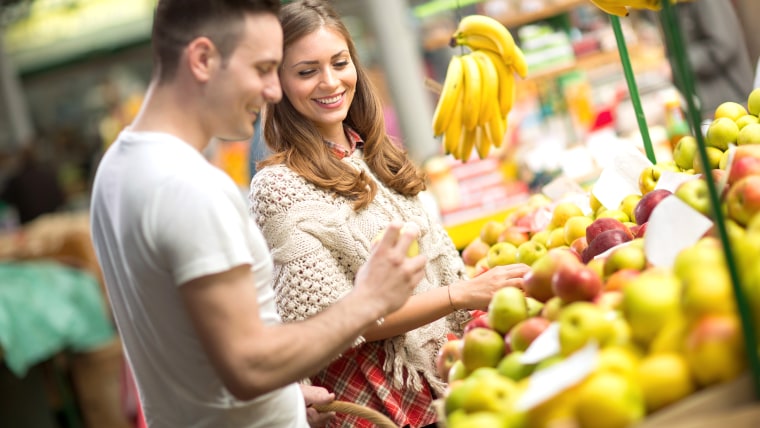 Couple in supermarket