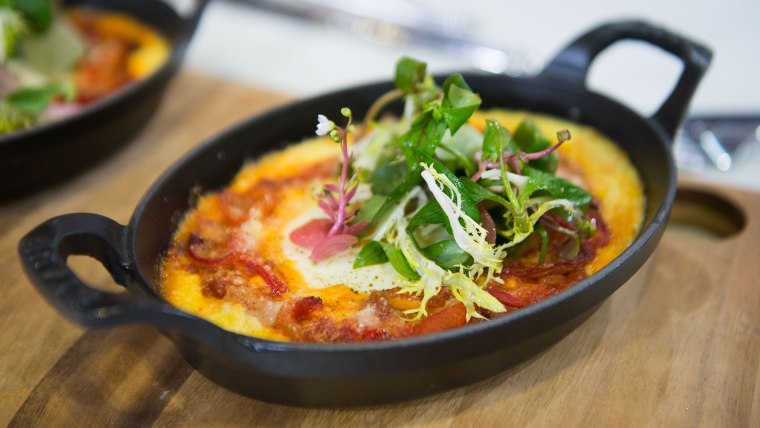 Italian Baked Eggs with Polenta and Tomato Sauce