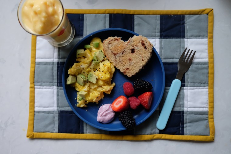 Kelsey Nixon's breakfast of scrambled eggs for her son Ollie